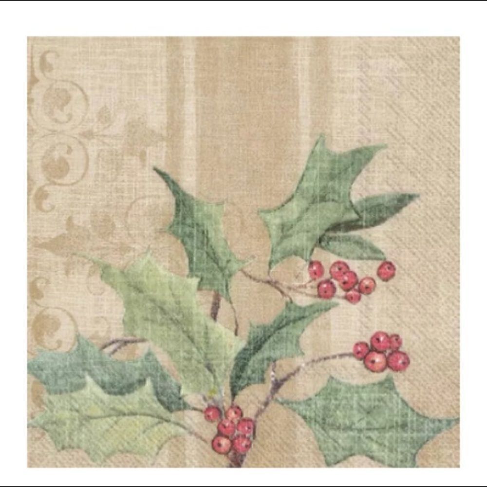 i HR Since 1977 Christmas Holly Napkins Made in Germany - 2 Packs (20)